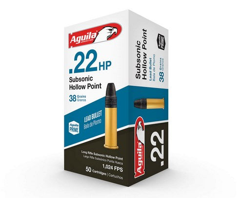 Aguila .22LR Subsonic 38g Lead HP 1024FPS- 50 Box