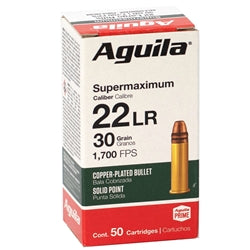 Aguila .22LR Supermax 30g HV CP SP 1700FPS- 50 Box