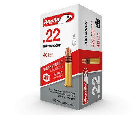 Aguila .22LR Interceptor 40g HV CP SP 1470FPS- 50 Box