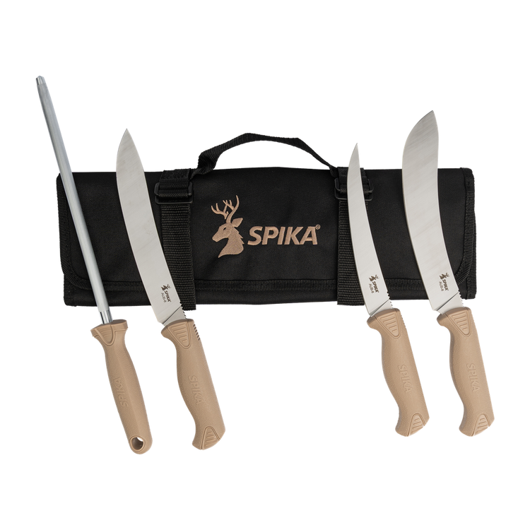 Spika Fieldcraft Cervitaur 4 Piece Game Processing Knife Roll Set Aus-8 Steel